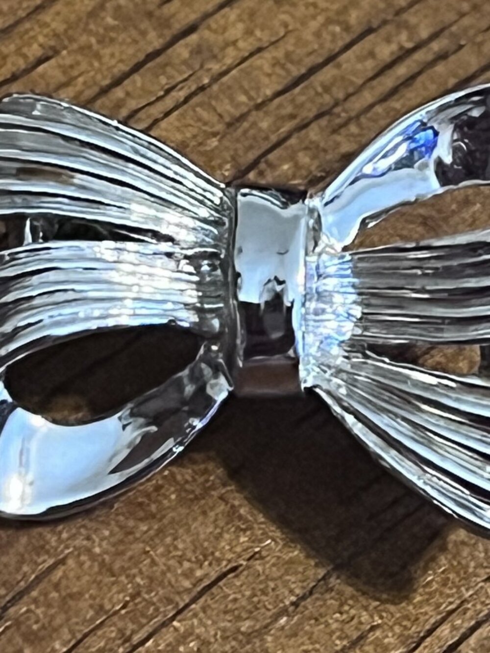 Vintage Gerry's Silver Tone Textured Ribbon Bow Brooch Pin